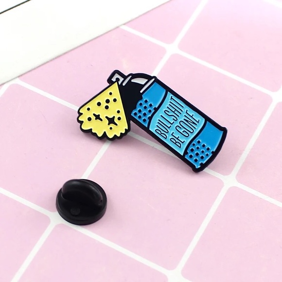 🎉 New Bullshit Be Gone Spray Enamel Pin - Picture 2 of 6